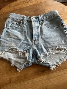 Levi's Light Blue Distressed Denim Cutoff Shorts